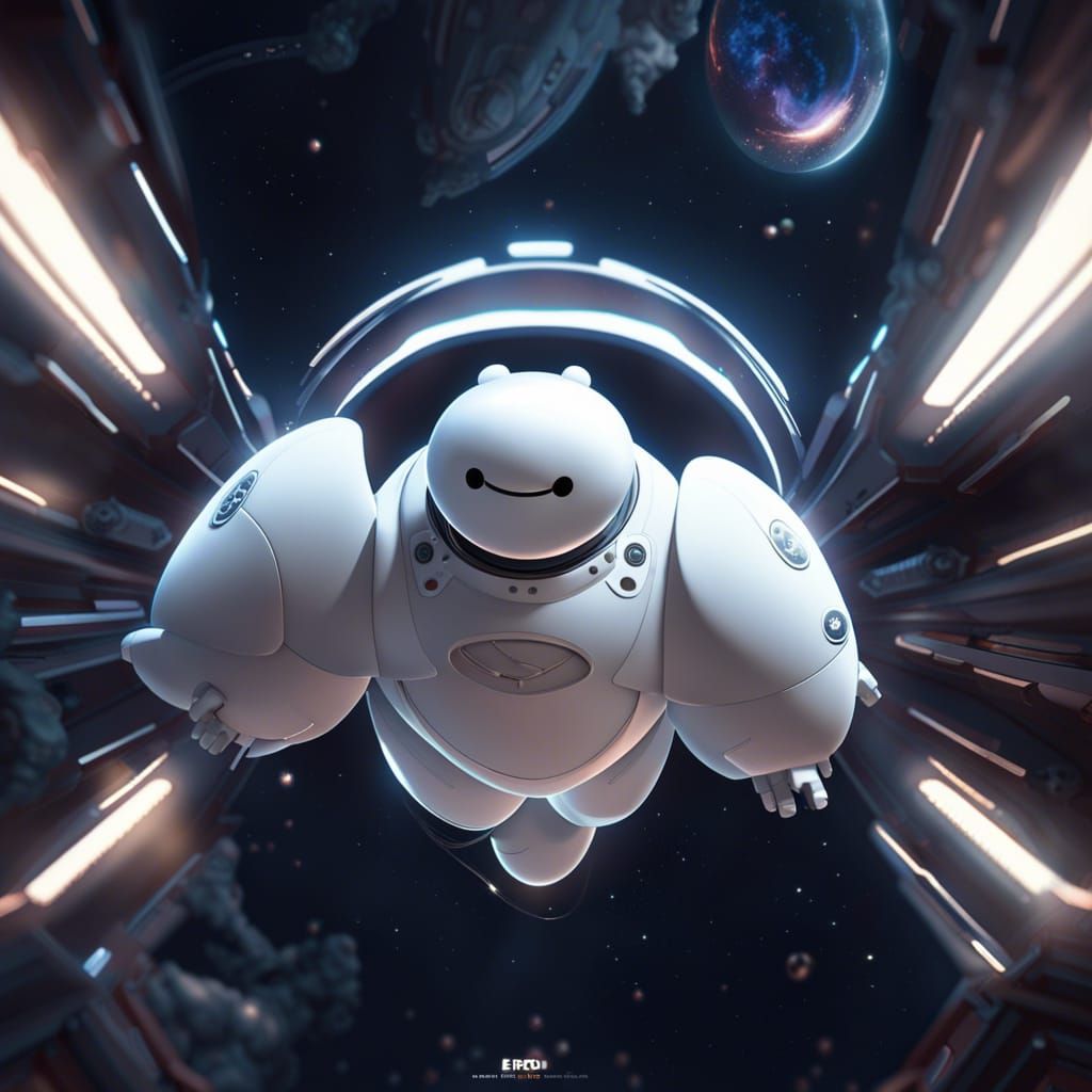 Baymax's Lunar Voyage: A Dark Fantasy Concept