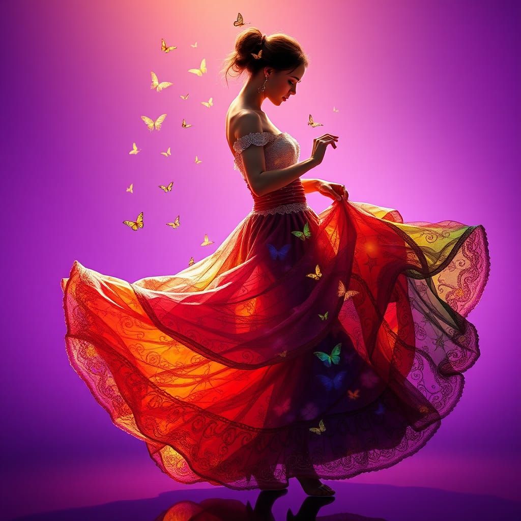 Flamenco Dancer in Four Seasons Double Exposure