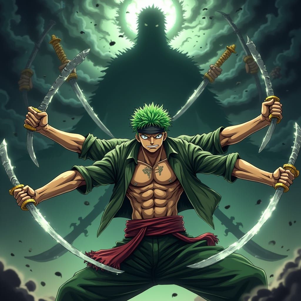 Roronoa Zoro in Ashura Nine-Sword Style