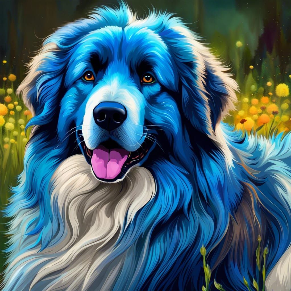 Majestic Blue Great Pyrenees: Digital Painting