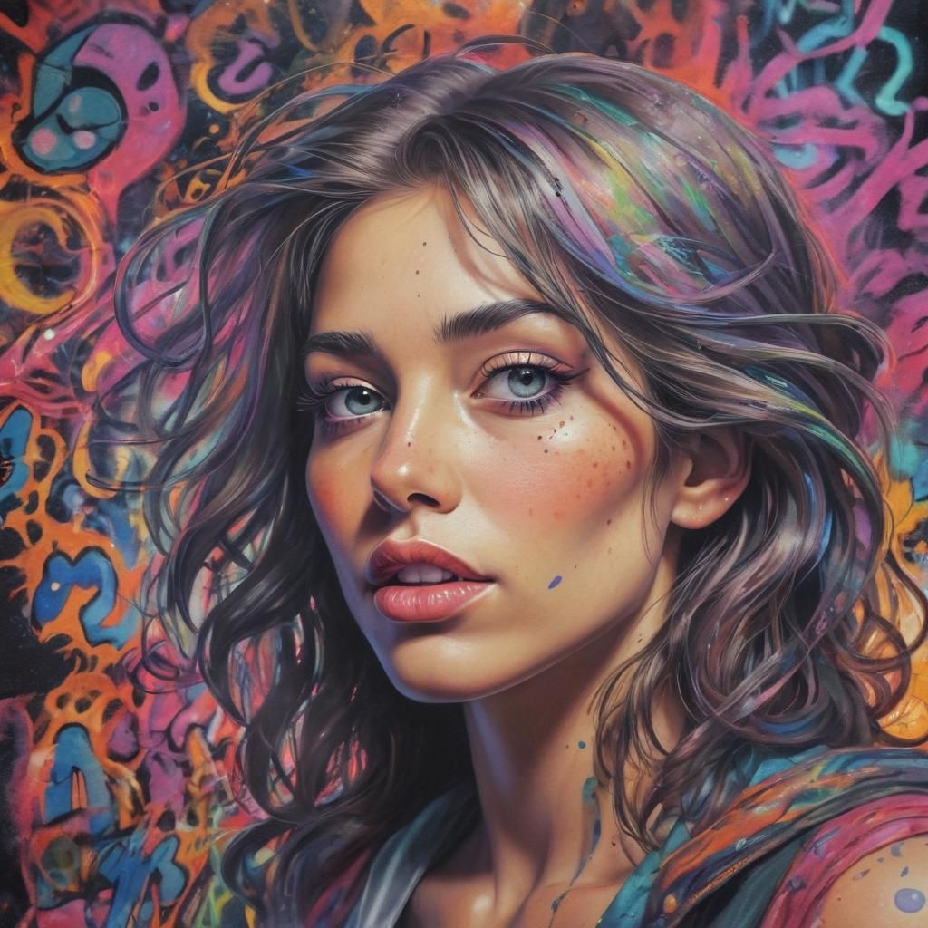 Psychedelic Woman in Underground Comix Style