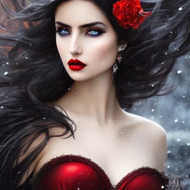 Gothic Snow Beauty Portrait in Fantasy Art Style