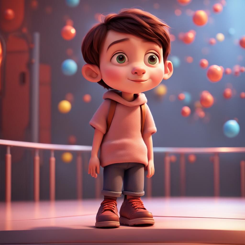 Orphan Child in London: Pixar-style 3D Art