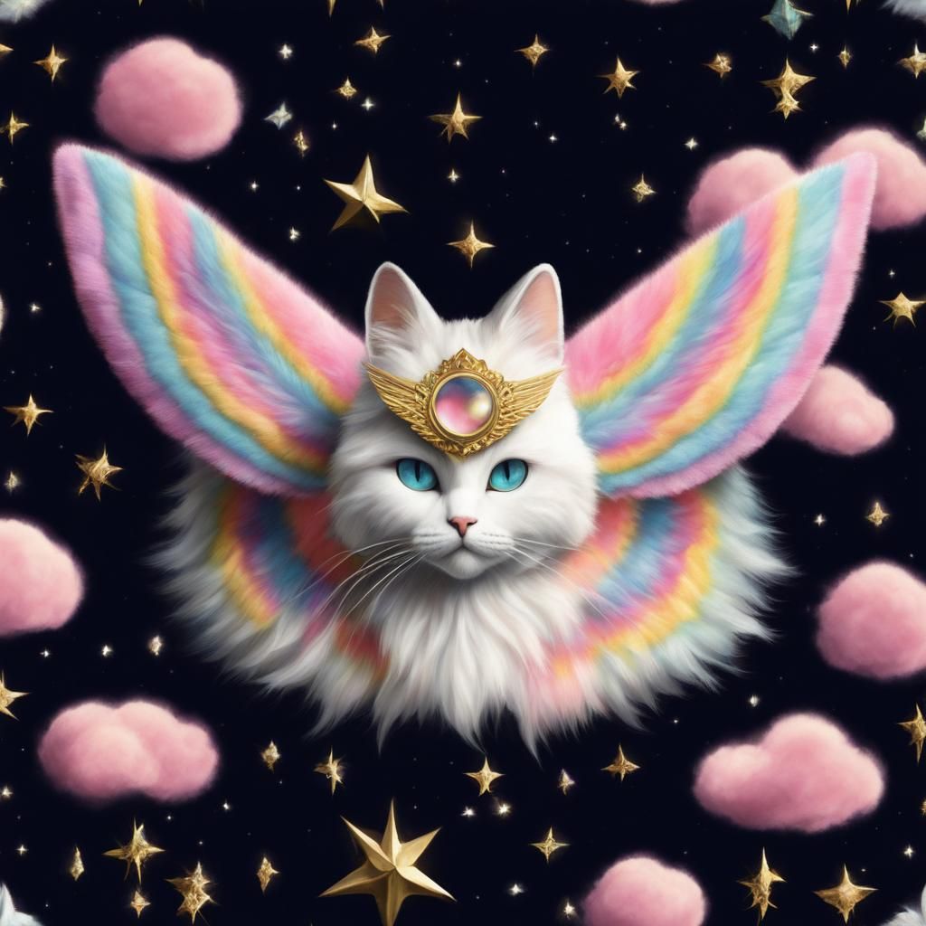 Fuzzy texture Fiber mixed media junk jewelry Sailor moon Fuzzy texture Striped Cat moth  face Fuzzy moth antennae textur...