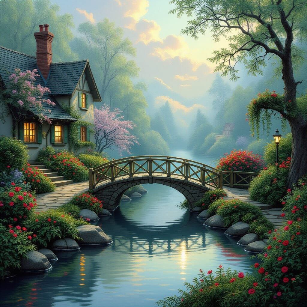 Ethereal Fantasy Garden in Mist