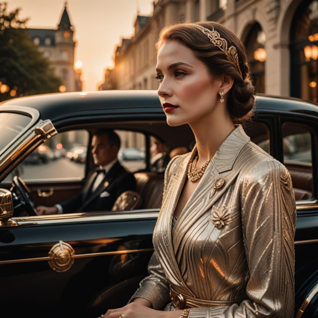 Elegant lady waiting on her chauffeur