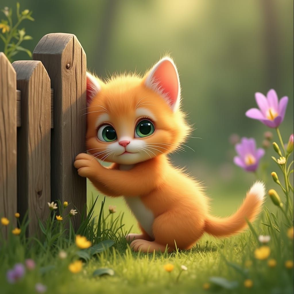 Orange Kitten's Curious Adventure: A Whimsical 8K Scene