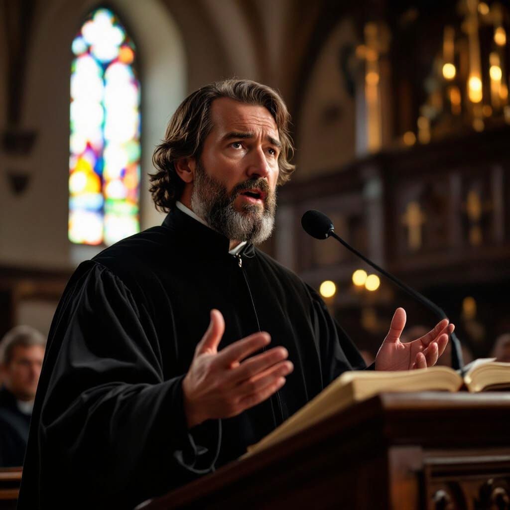 Ulrich Zwingli Preaching in a Catholic Church
