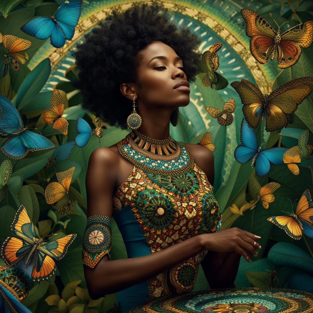 Elegant Woman with Butterfly Mandala