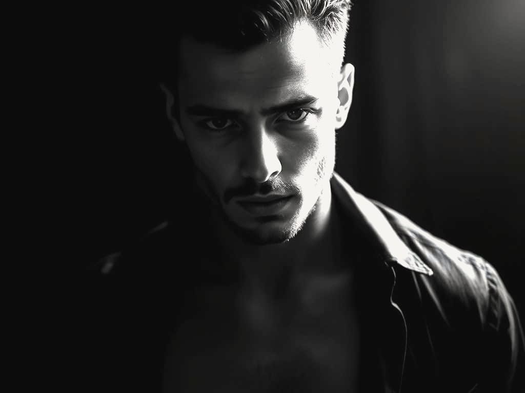 Striking Black and White Portrait of a Handsome Man