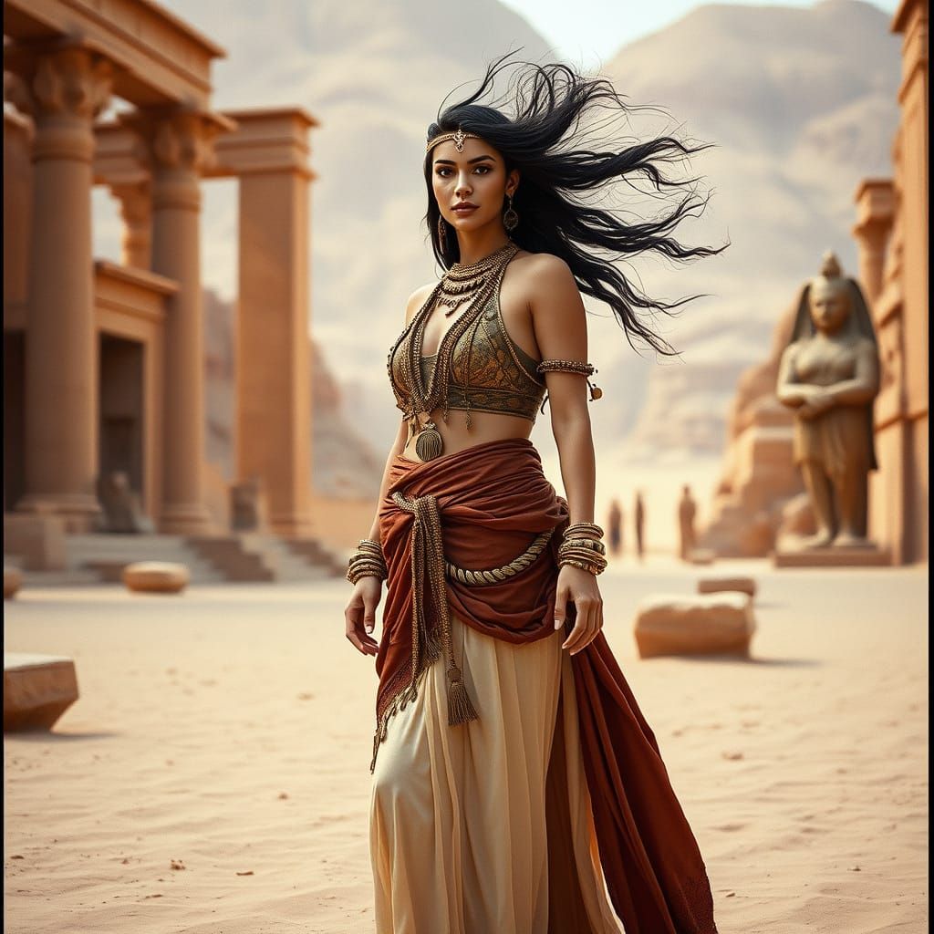 Inanna Priestess in Ancient Temple Ruins