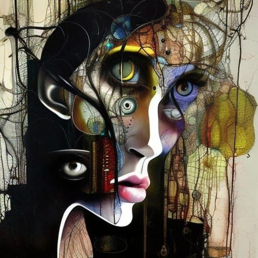 Intricate Portrait of a Woman with Geometric Elements