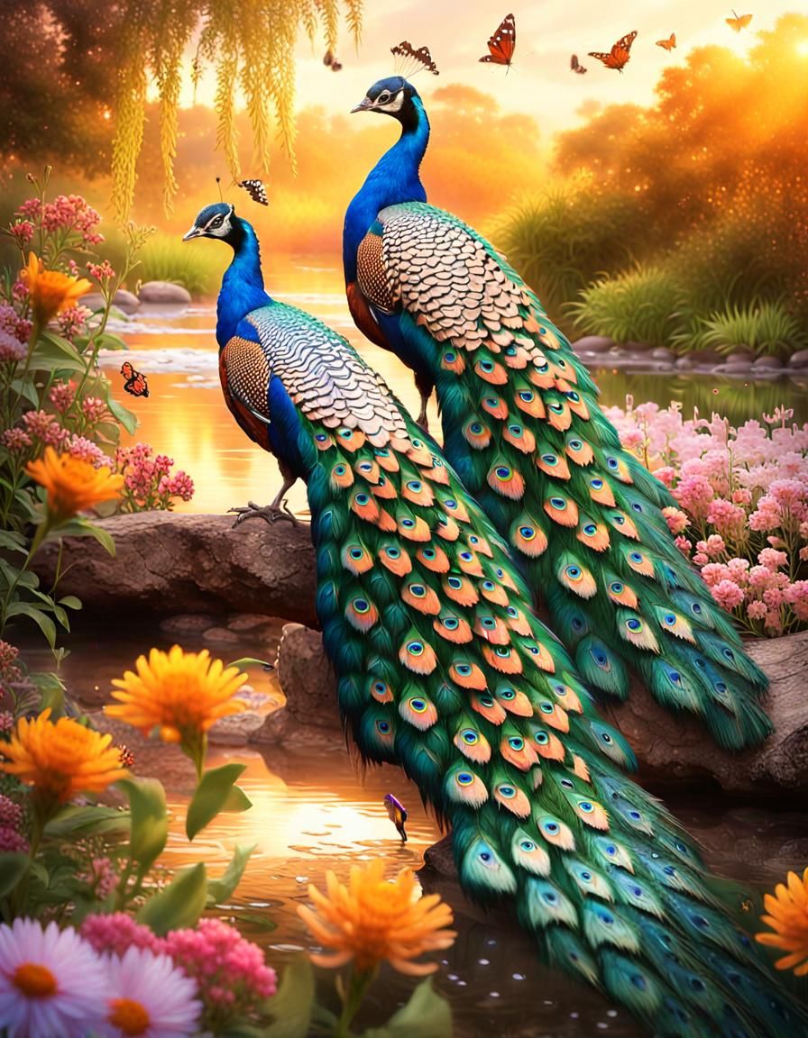 Vibrant Wildlife Photography of Peacocks in Morning Light