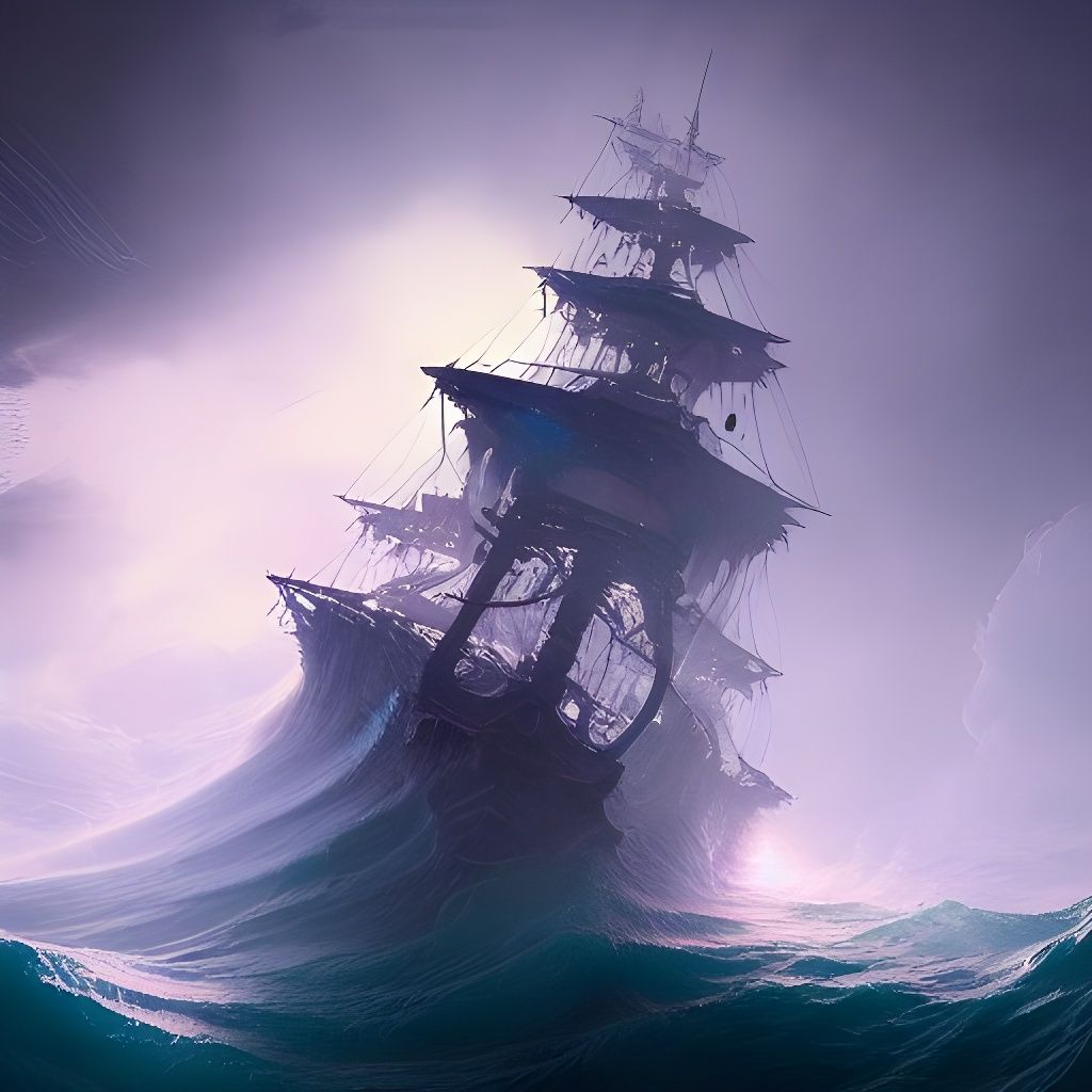 Luminescent Ghost Ship Sails Cosmic Ocean