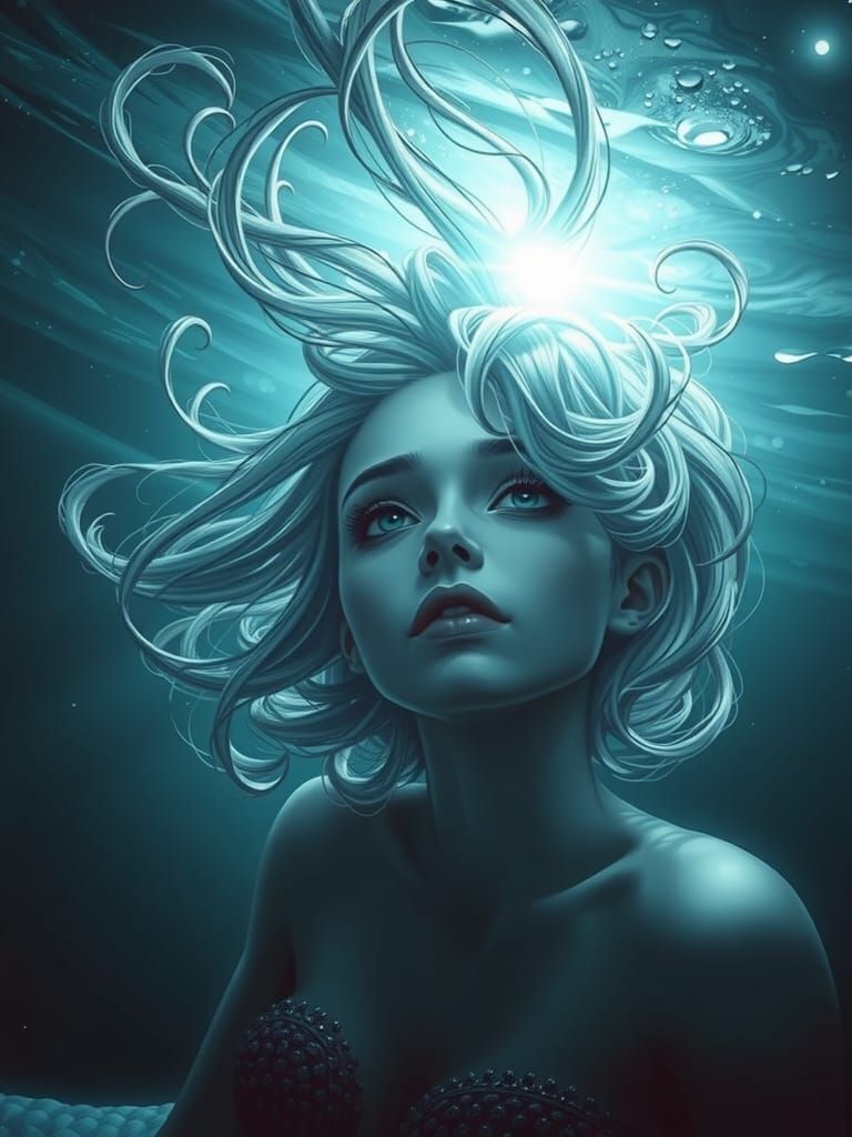 In Shades of Teal, She Softly Shimmers