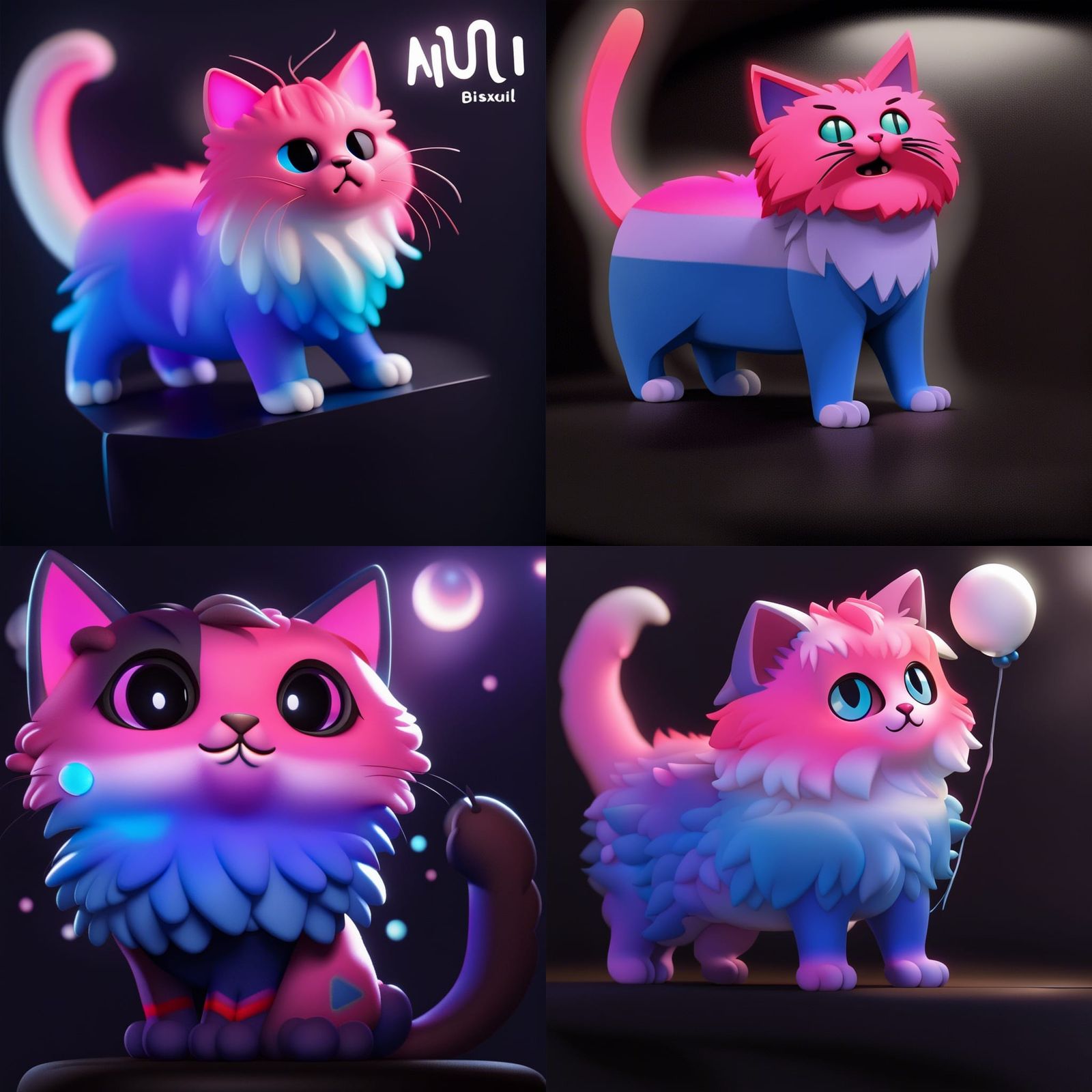 Bisexual Pride Fluffy Cat in Pixar Style