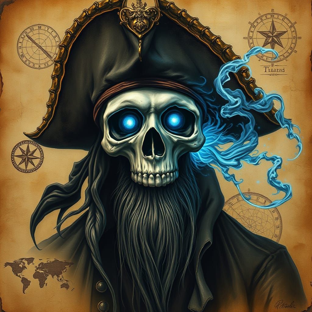 Surreal Pirate Portrait in Gothic Style