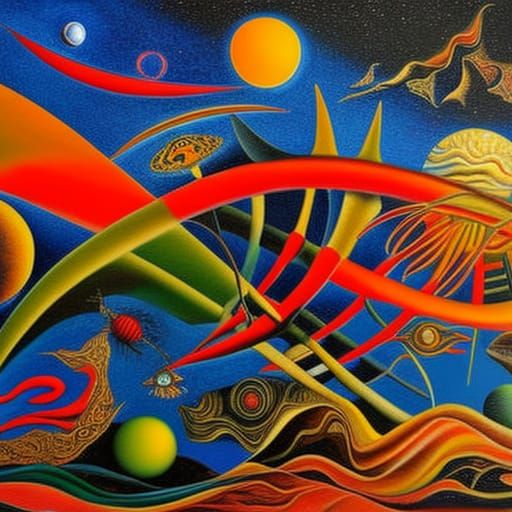 Surreal Solar System in Abstract Oil Painting Style