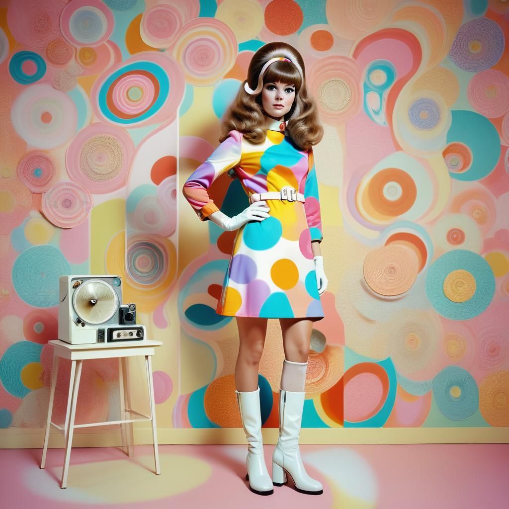 Retro Portrait of Woman in 1960s Mod Style
