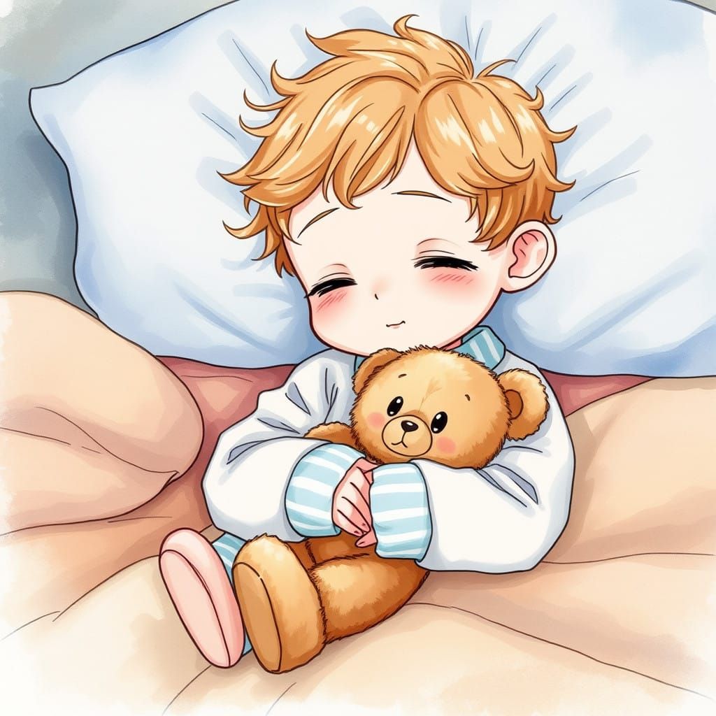 Sweet Slumber in Cozy Watercolor Scene