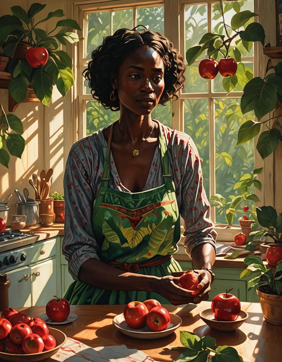 Woman with Apple: Harlem Renaissance, Animated Realism