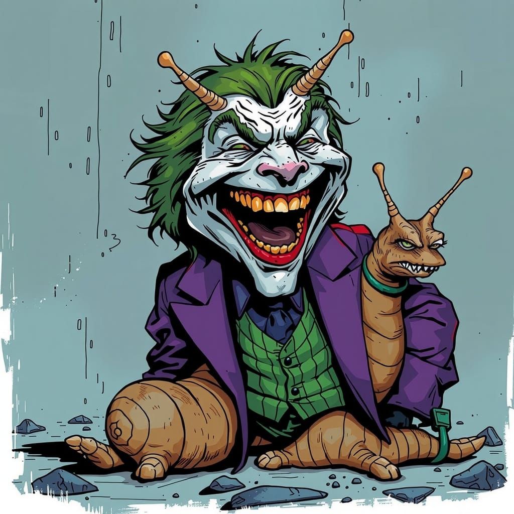 Laughing Snail in Purple Suit, Comic Book Style