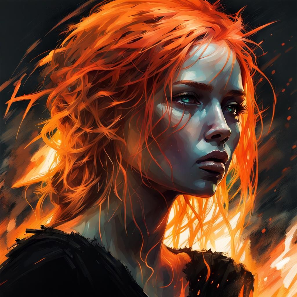Fiery Silhouette: A Mystical Fantasy Portrait