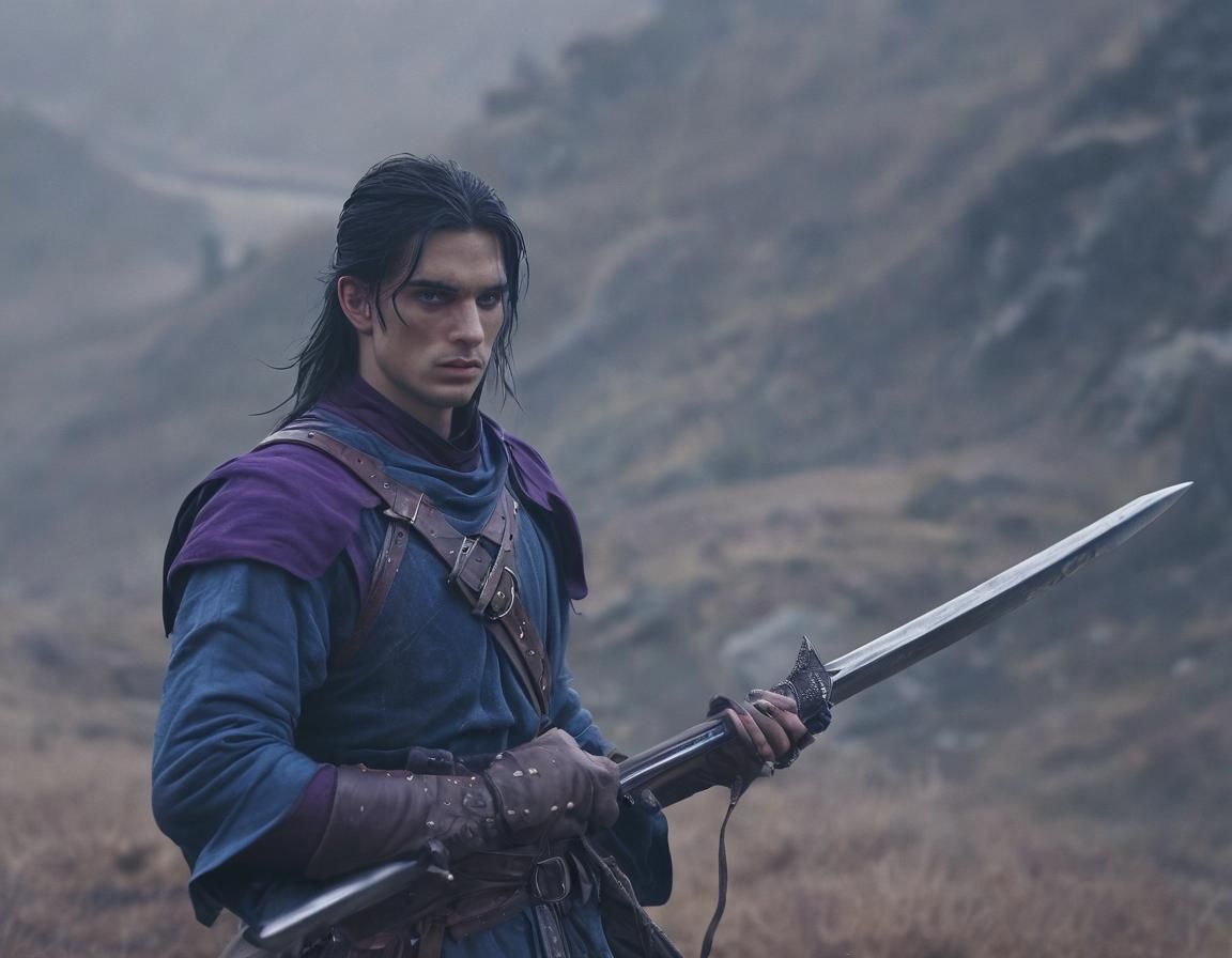 Handsome Hunter in Desolate Valley, Cinematic Film Still