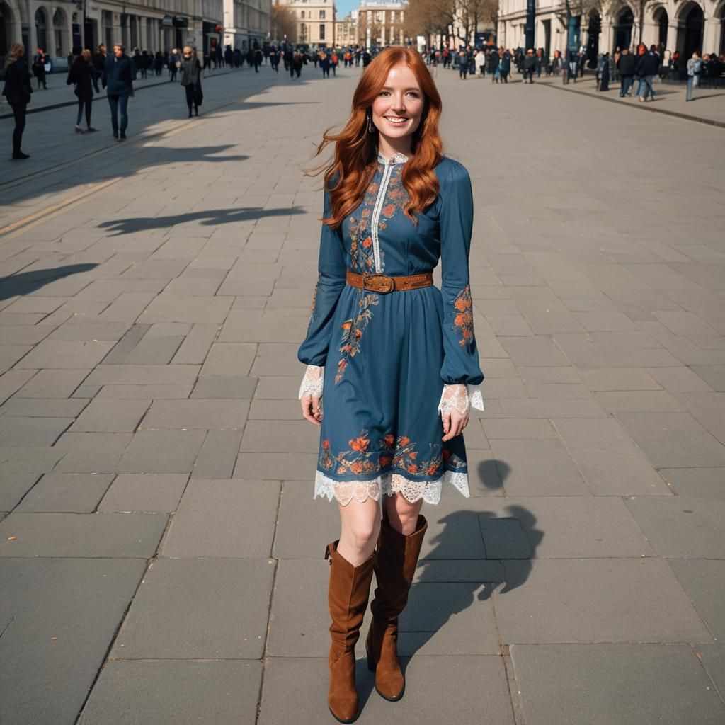 Redhead in London Plaza, Roger Dean Style