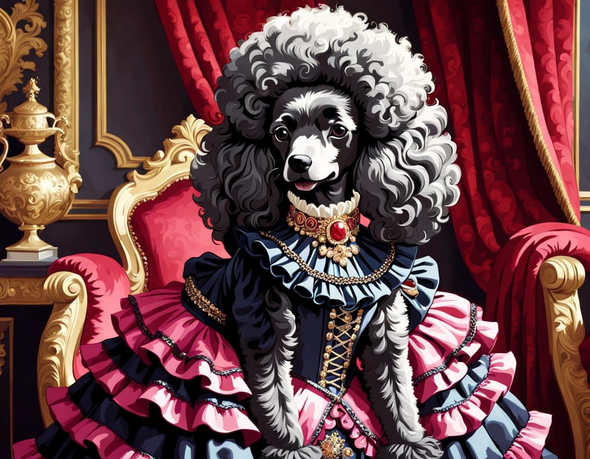 Baroque Poodle in Elaborate 18th Century Dress