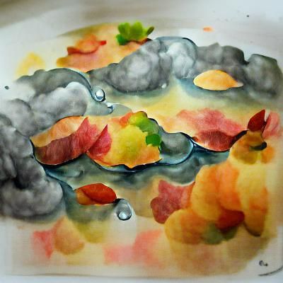 Cloudy Autumn Scene in Watercolor