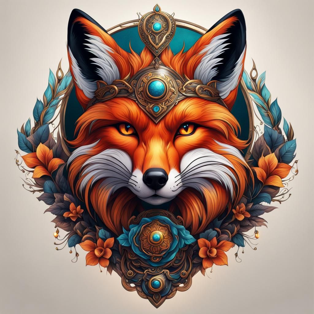 Detailed Fox Tattoo Design in Unreal Engine 5