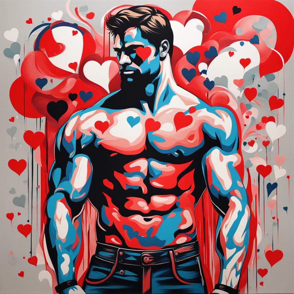 Abstract Art: Muscle Men and Hearts