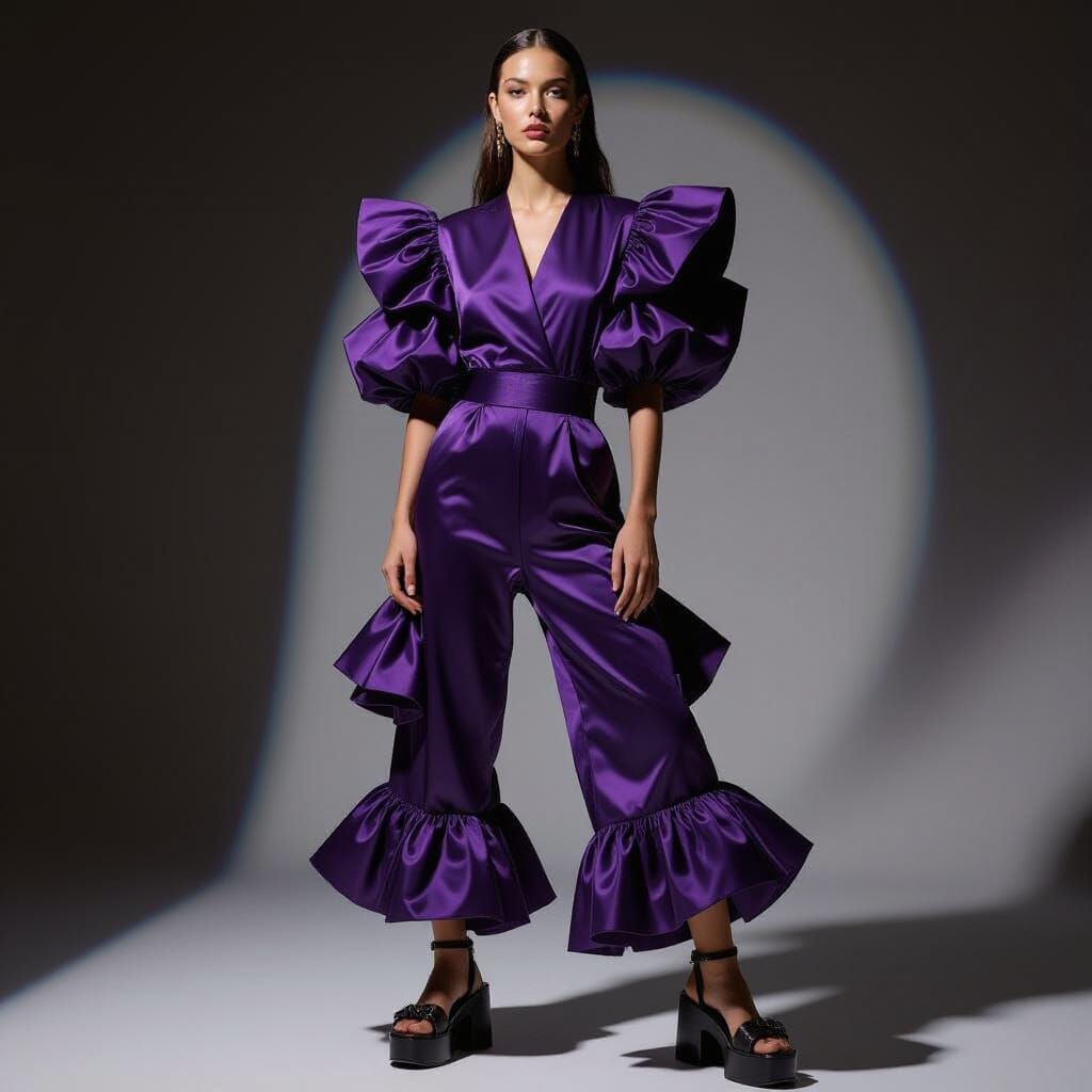 Elegant Model in Surrealist Style with Ruffles