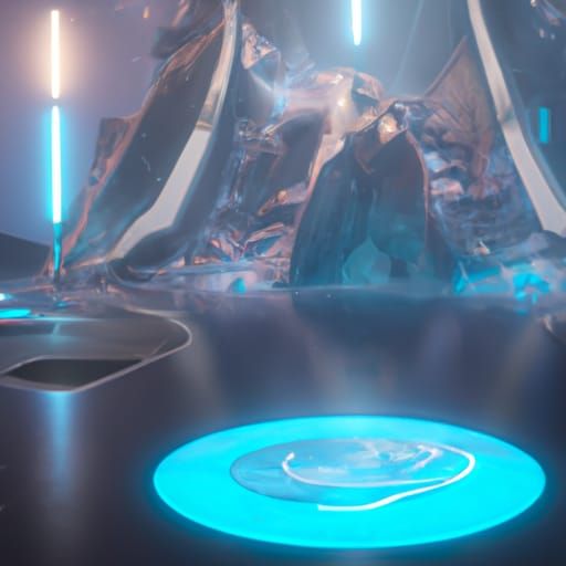 Holographic Moon Base in Psychedelic Astral Style