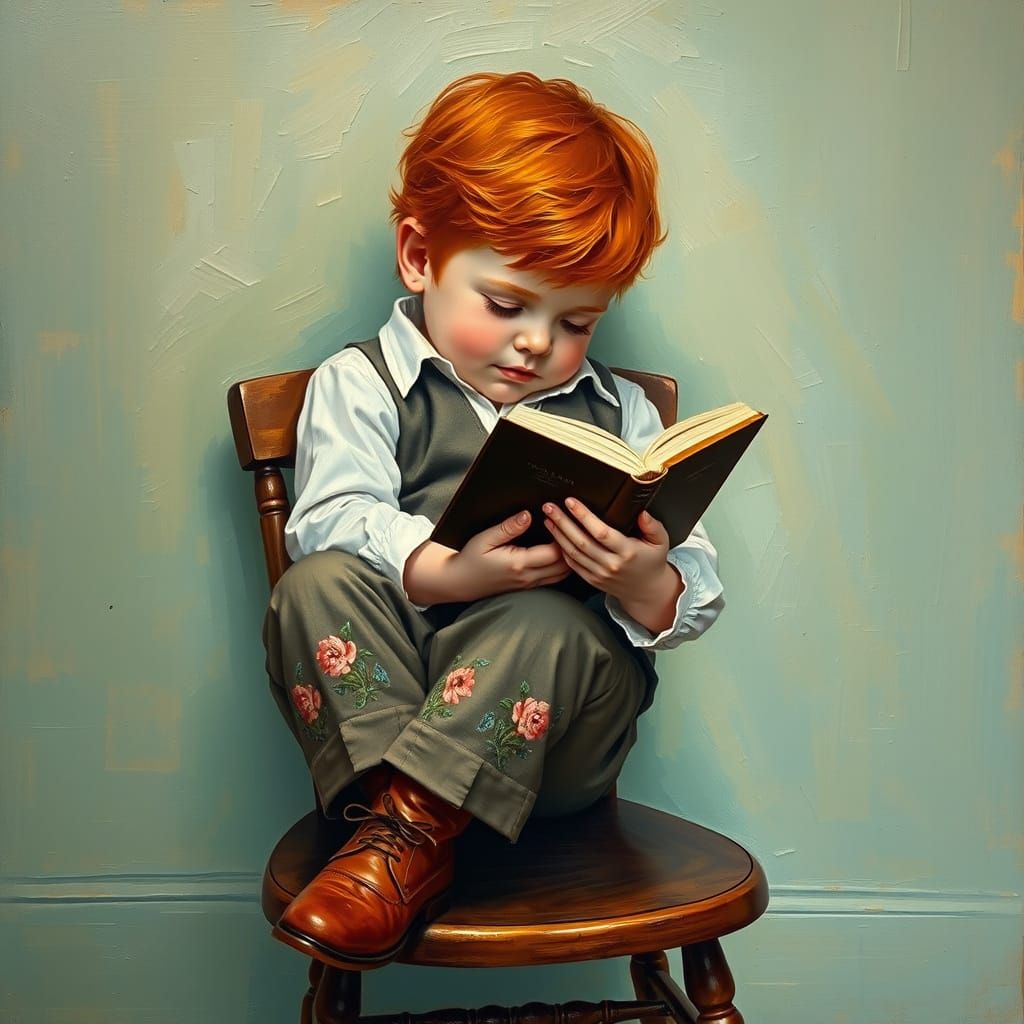 Victorian Boy Sleeping Peacefully in Pastel Hues