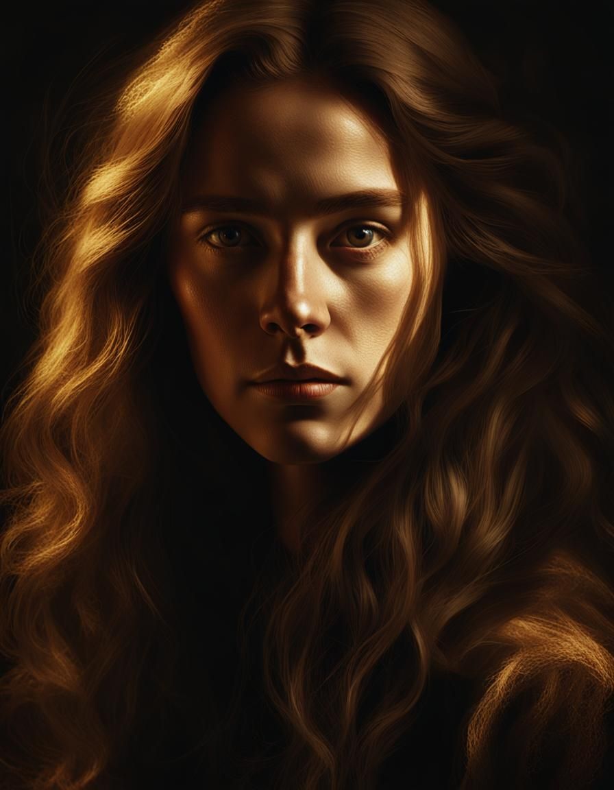Dramatic Baroque Portrait of Woman with Chiaroscuro Lighting