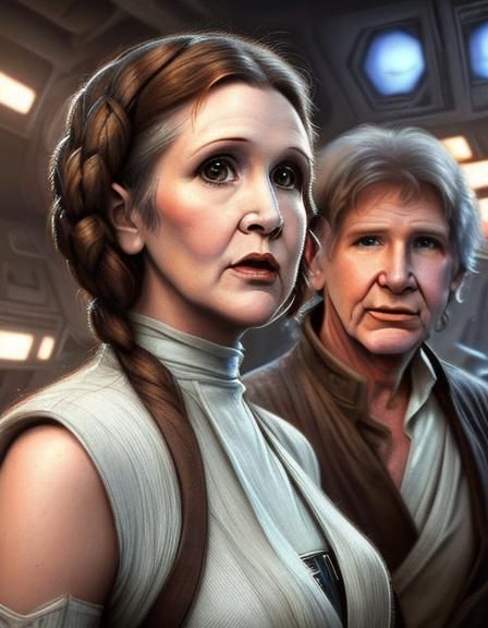 Han Solo and Leia on Bespin as Oil Painting