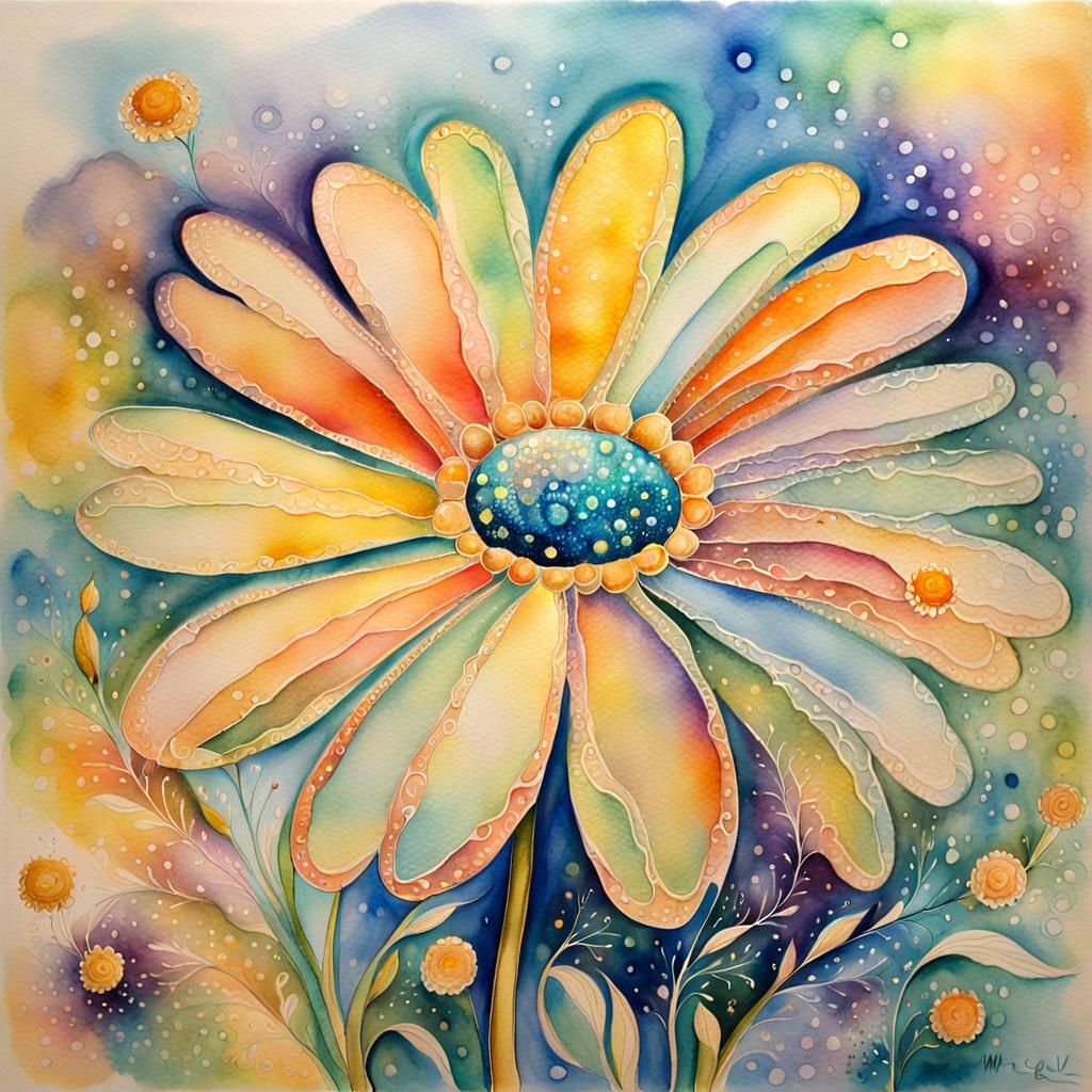 Dreamlike Daisy in Expressionist Watercolor Style