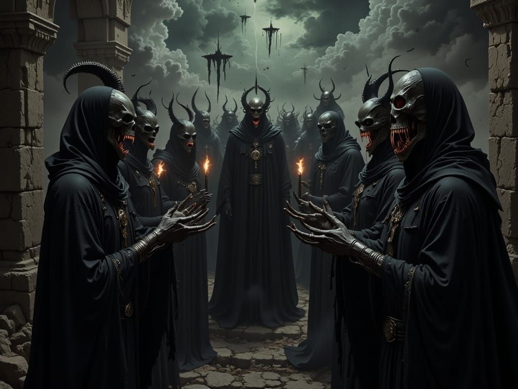 Alien Vampire Cult in Labyrinth: Horror Synthwave Style