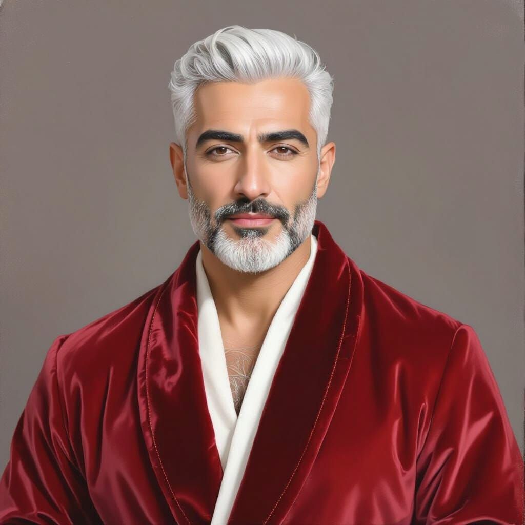 Handsome Man in Autumn Forest Neo-Impressionist Portrait