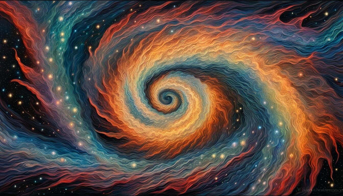 Iridescent Plasma Maelstrom of Newborn Stars as Impasto Pain...