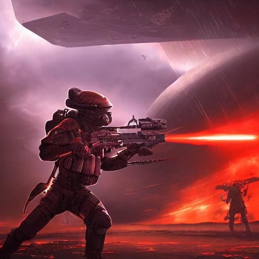 Futuristic Alien Battle in Dystopian Setting