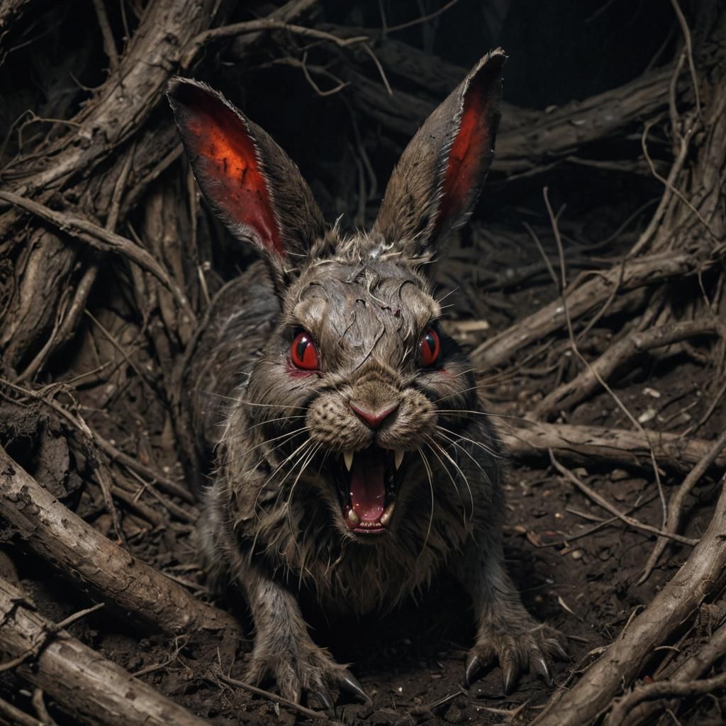Creepy Undead Rabbit in Dark Fantasy Style