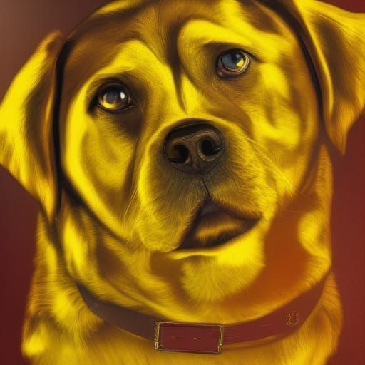 Golden Midas Dog in Pop Art Style