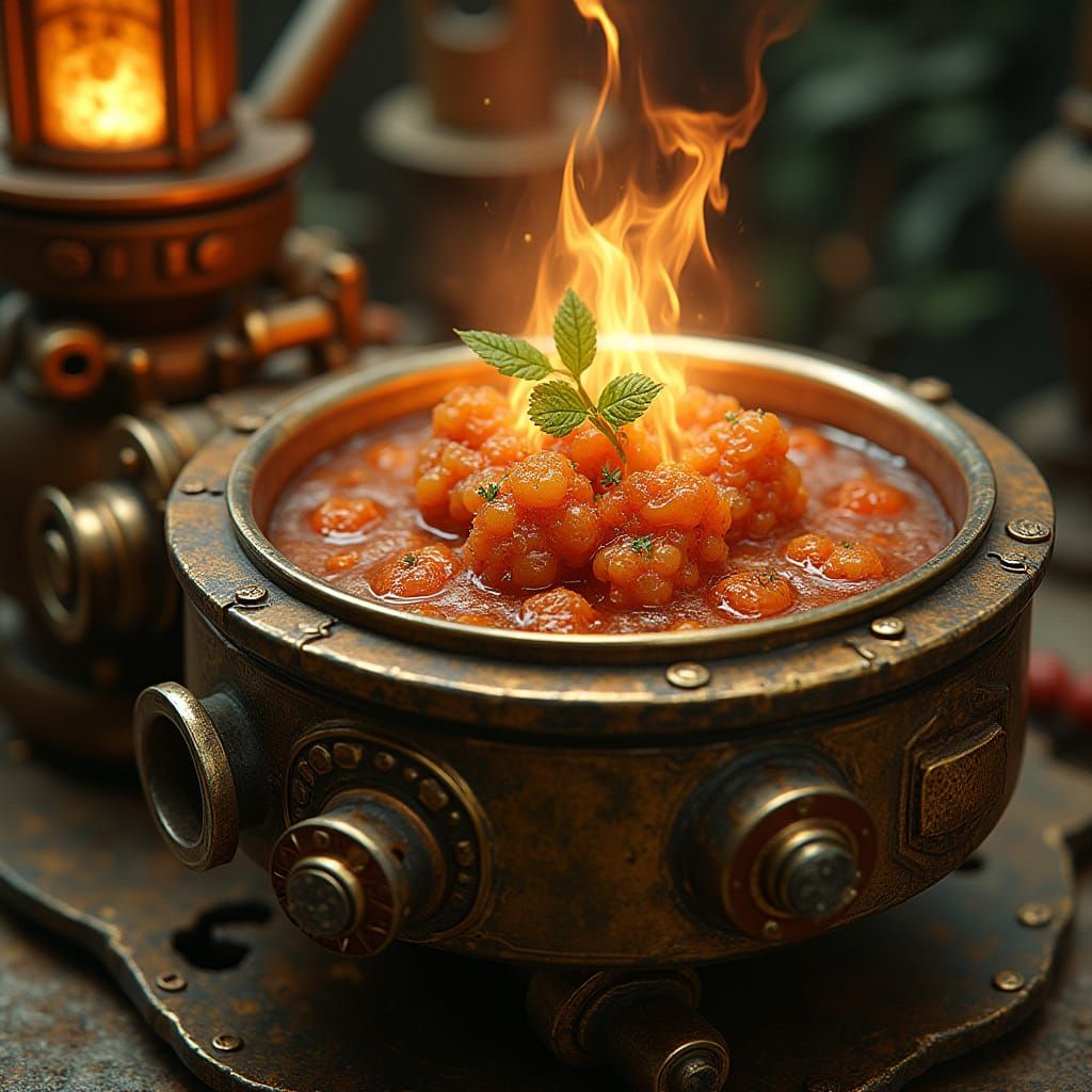 Surreal Steampunk Interiors Reveal Glowing Exotic Cuisine