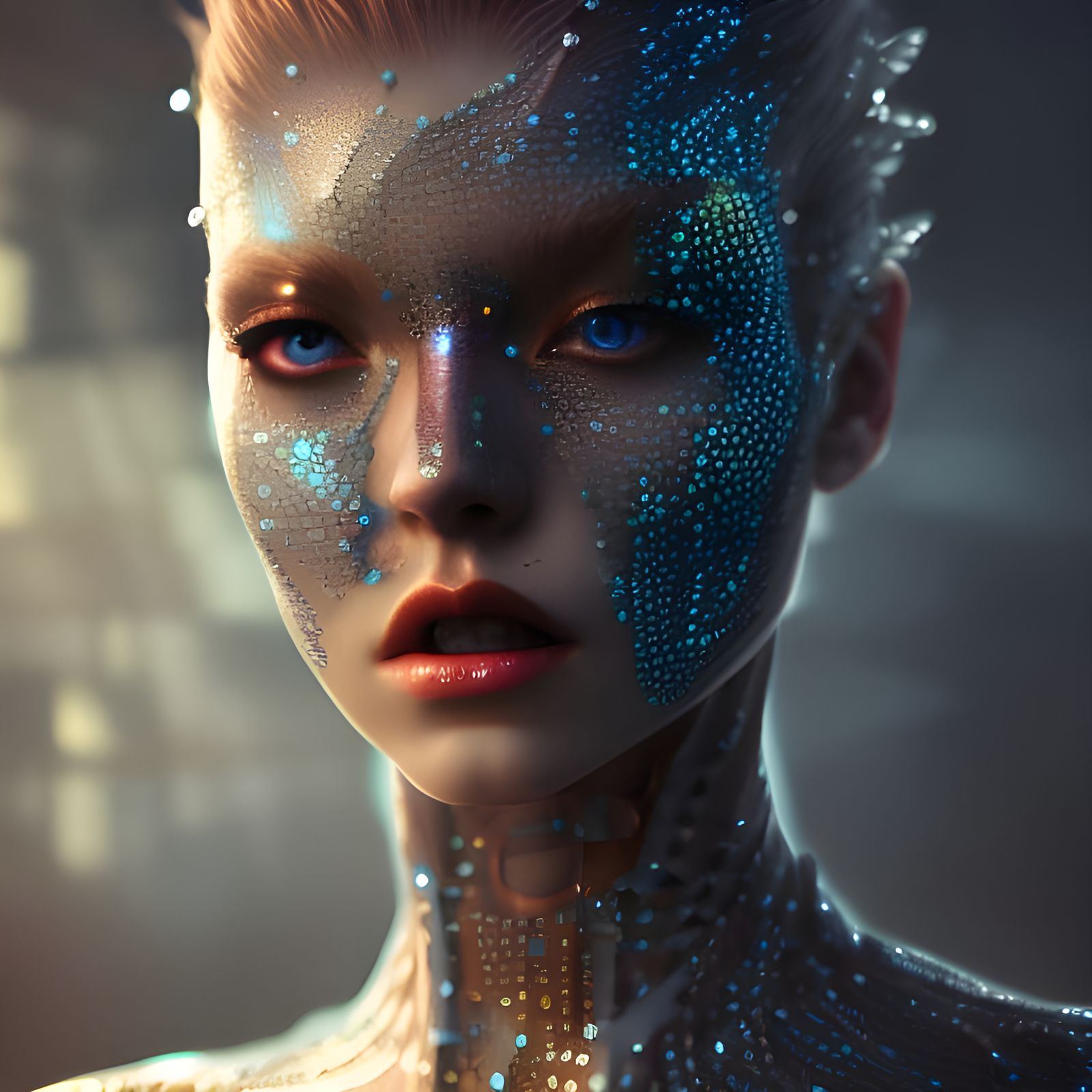 Goddess of Space in Cyberpunk Attire