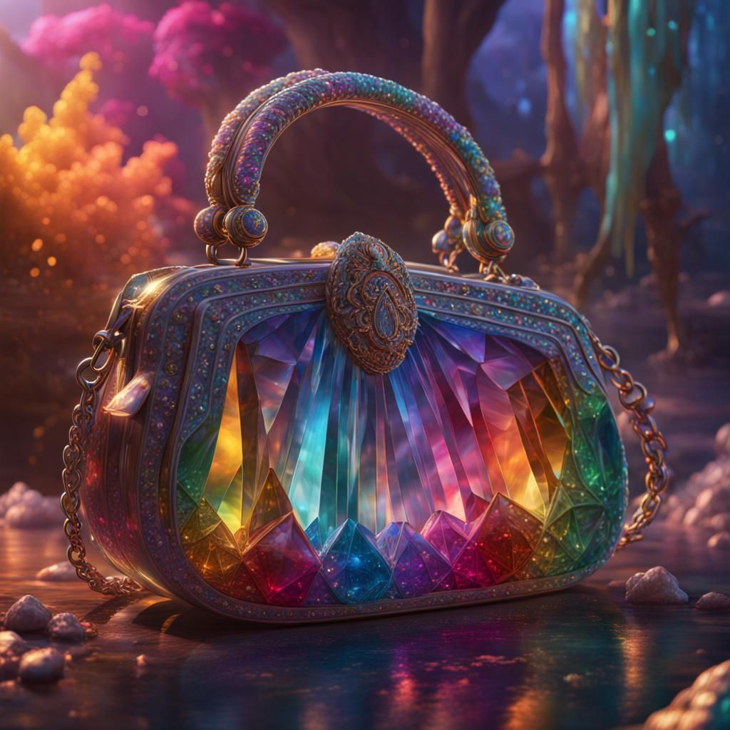 Rainbow Crystal Handbag: Detailed Fantasy Art