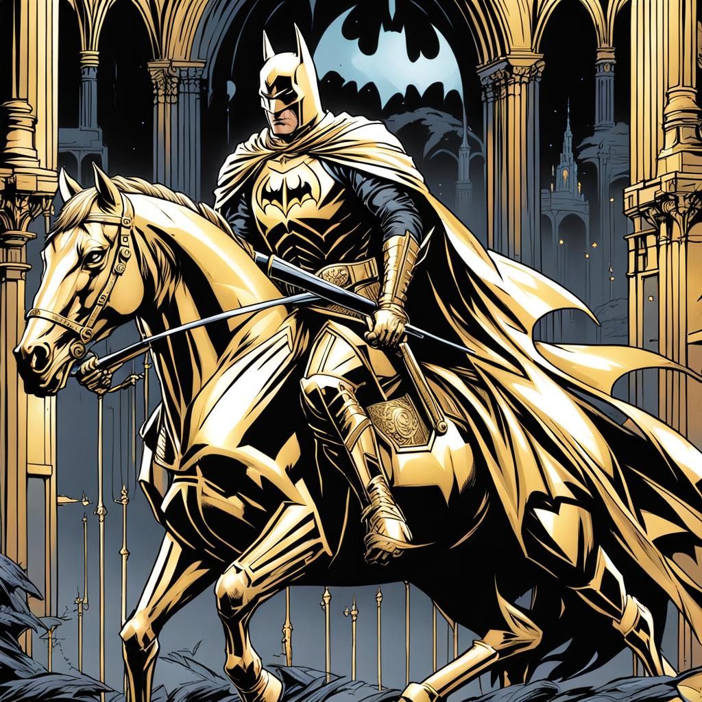 Joan of Arc Horse Gold Batman Comic Art