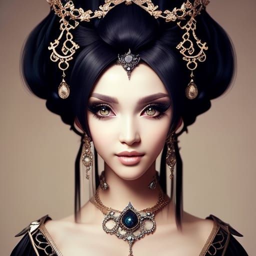 Gothic Woman Portrait with Lace Dress